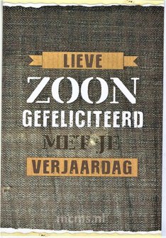 Lieve ZOON gefeliciteerd - wenskaart met enveloppe | MCMS.nl